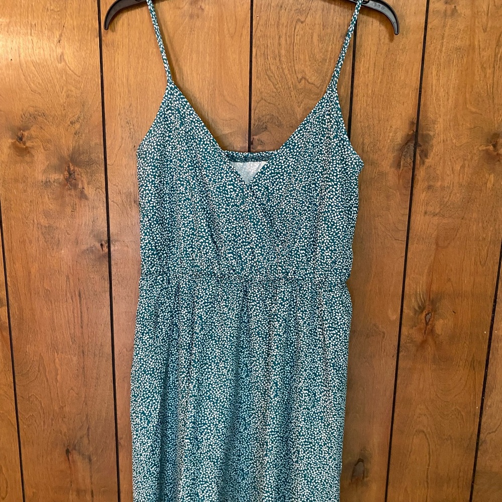 SHEIN Teal Green Spotted Slip Midi Dress